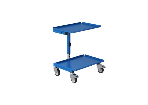 Tablette inférieure SOFAME avec 4 bords de contact pour support matériel SOFAME SRI2 largeur 610 mm, bleu ciel RAL 5015, W020020008BI