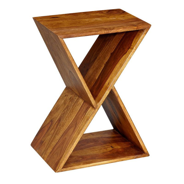 Wohnling table d'appoint en forme de X 43 x 60 x 30 cm en bois de Sesham massif, WL6.175
