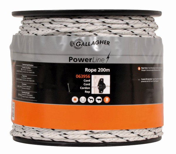 Cordon PowerLine Gallagher 200 m blanc, 063956