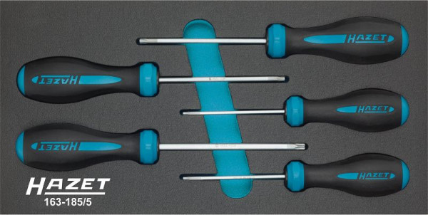 Jeu de tournevis Hazet HEXAnamic®, profil TORX® inviolable, T10 H - T30 H, nombre d'outils : 5, 163-185/5