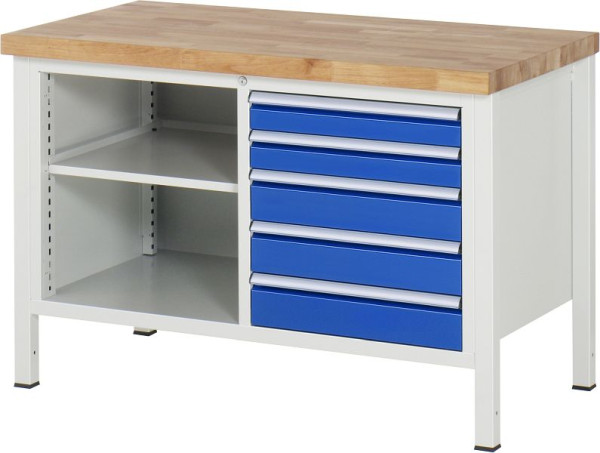 Etabli RAU série 8000 - modèle 8464, L1250 x P700 x H840-1040 mm, base système L1235 x P650 x H800-1000 mm, 03-8464A2-127B4H.11