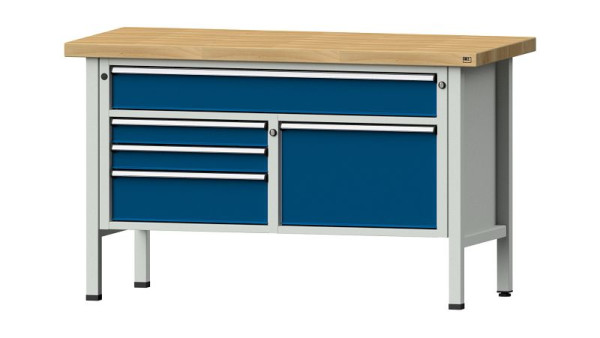 Établis ANKE Établi en caisson, modèle 256 V, 1500 x 700 x 900 mm, RAL 7035/5010, BMP 50 mm, 304.099