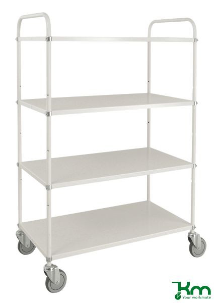 Kongamek Light Shelf Chariot 4 Roulettes Pivotantes 2 Avec Freins Blanc 4 Clayettes KM4125B