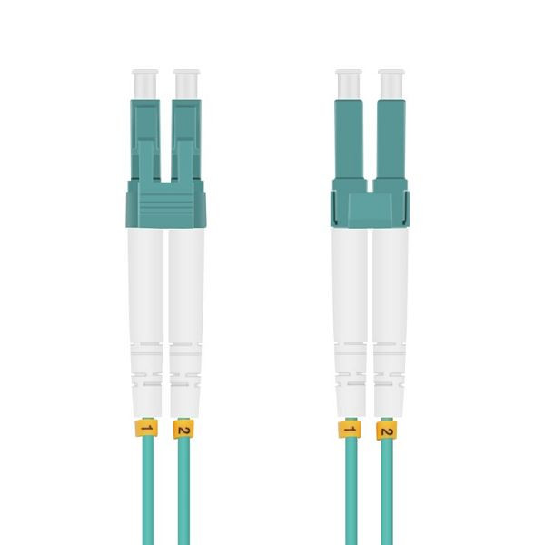 Câble patch fibre optique Helos LC/LC Duplex50/125µm OM3 aqua 20.0m, 115723