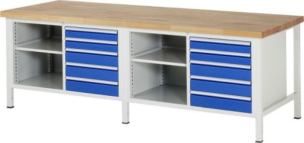 Etabli RAU série 8000 - modèle 8464, L2500 x P900 x H840-1040 mm, base système L2425 x P850 x H800-1000 mm, 03-8464A2-259B4H.11
