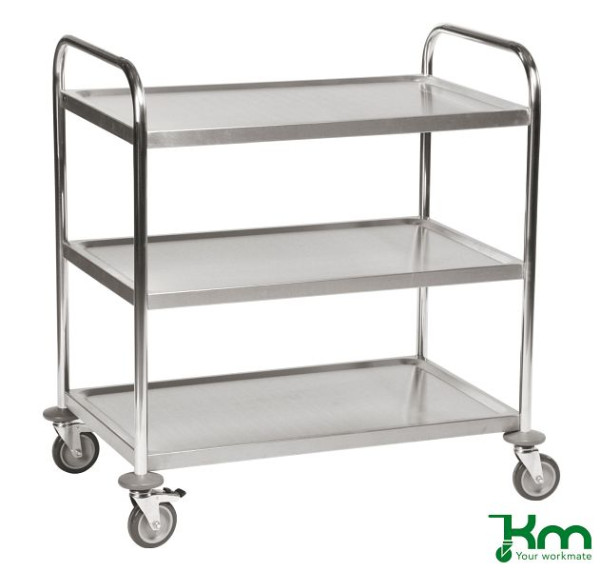 Chariot en acier inoxydable Kongamek avec 3 étagères C2, 18/0, 910 x 590 x 940 mm, KM60355