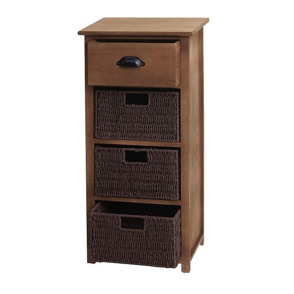 Commode Mendler HWC-K84 avec paniers, armoire à tiroirs, bois 83x40x29cm, brun foncé, paniers brun foncé, 97646