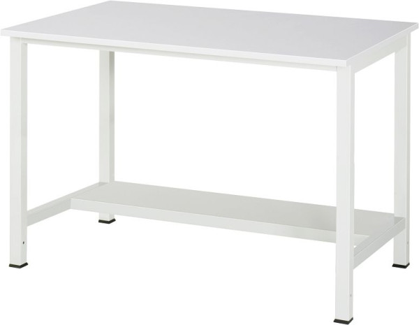 Table de travail RAU série 900, L1250xP800xH825mm, plan de travail avec revêtement en résine mélamine, épaisseur 22 mm, avec étagère en bas, profondeur 320mm, 03-900-3-M22-12.12