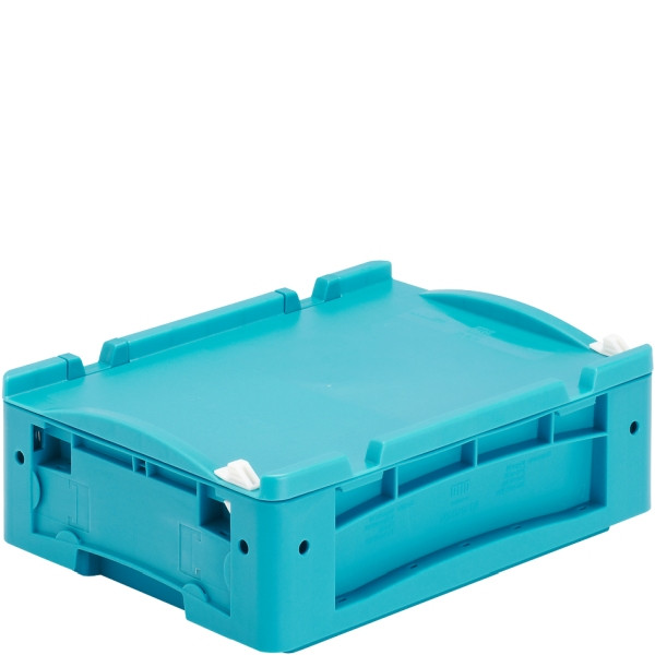 BITO petit porte-charge KLTD avec couvercle /KLT 43120ASDV 400x300x120 turquoise, couvercle fermeture couvercle, C0572-0035