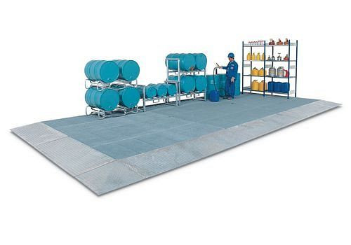 Receveur DENIOS classic-line, galvanisé, caillebotis, charge de roue 2000 kg, 1000 x 500 x 123 mm, 115-150