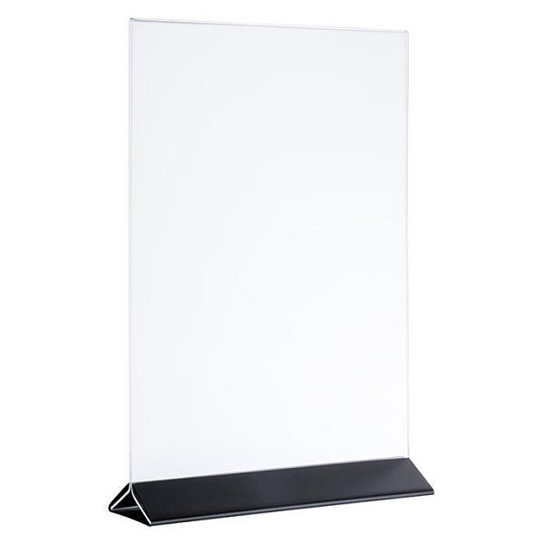 Porte-cartes APS, 2 parties, 10,5 x 7 cm, hauteur : 17 cm, acier inoxydable, noir, acrylique, adapté au format DIN A6, 71527