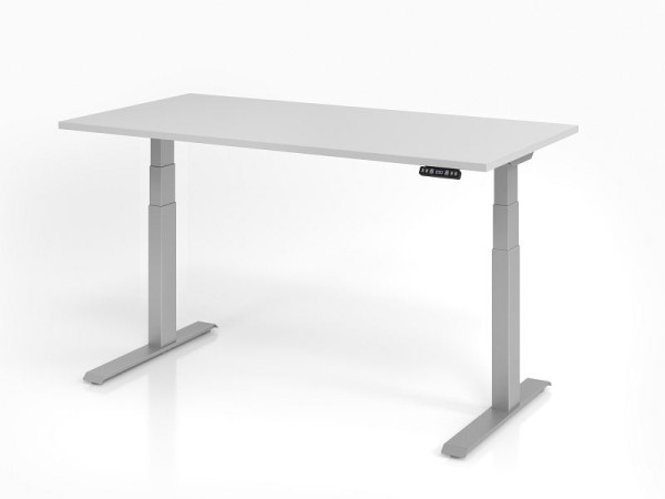 Bureau Hammerbacher XDKB16, 160 x 80 cm, plateau : gris, épaisseur 25 mm, chant épais en ABS, forme rectangulaire, VXDKB16/5/S