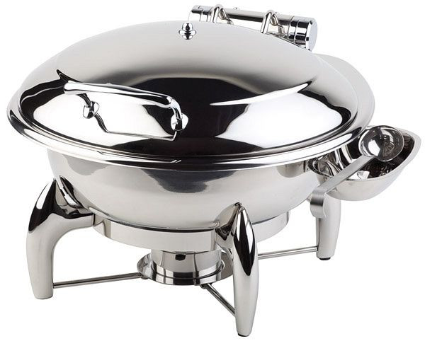 Chafing Dish APS -GLOBE-, Ø 38,5 cm, hauteur : 34 cm, 6 litres, acier inoxydable, couvercle hydraulique, amovible, avec fond sandwich, 12393