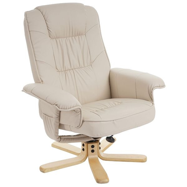 Mendler fauteuil relax fauteuil TV fauteuil sans tabouret M56 simili cuir, crème, 46309