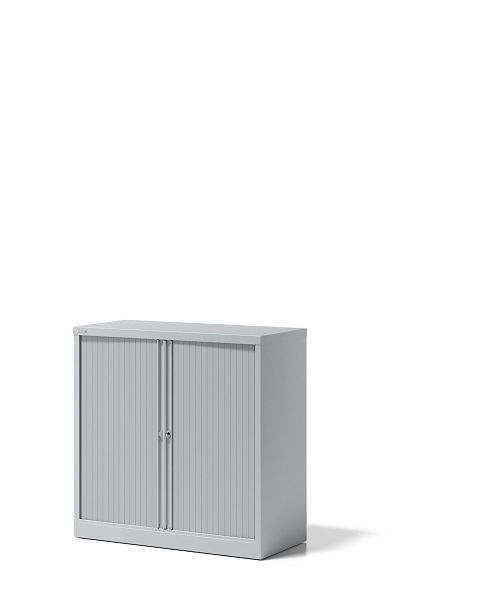Armoire à volet roulant Bisley Essentials, avec 1 étagère pour 2 hauteurs de dossiers, gris clair, YETB10101SLG645