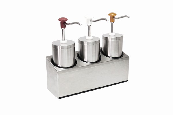 Distributeur doseur Schneider rond 3 compartiments, contenu 3x 2,25 litres, hauteur : 355 mm x Ø117mm, 152422