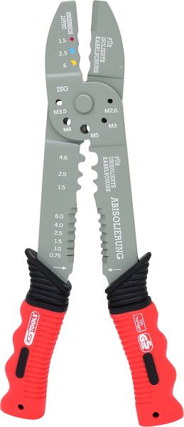 KS Tools Pince à sertir multifonctionnelle pour cosses de câble isolées et non isolées, 220 mm, 115.1231