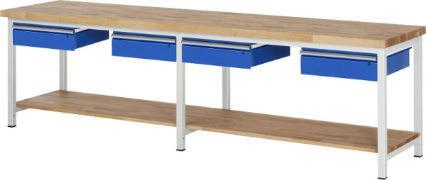 Etabli RAU réglable en hauteur 8002A7, L3000xP700xH840-1040mm, 4x extension partielle de tiroir, 03-8002A7-307B4H.11