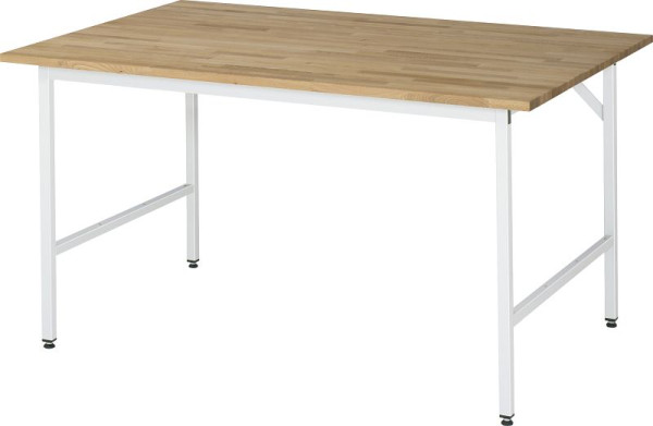 Table de travail RAU série Jerry (3030) - plateau en hêtre massif réglable en hauteur, 1500x800-850x1000 mm, 06-500B10-15.12