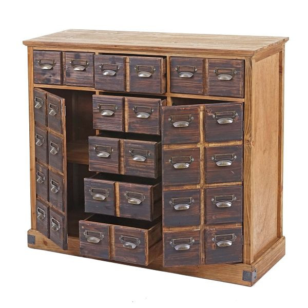 Coffre d'apothicaire Mendler HWC-F33, armoire à tiroirs, bois de sapin massif vintage 90x100x35cm, 69521
