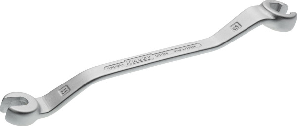 Clé polygonale double Hazet, ouverte, profil 6 pans extérieur, 11 x 13 mm, pour presse-étoupes, coudée (15° et 40°), 612N-11X13