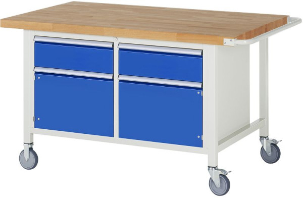 Établi mobile RAU série 8000, conteneur à double fond (2x tiroir, 2x porte battante), 1500x880x900 mm, 05-8466A2-159B4S.11