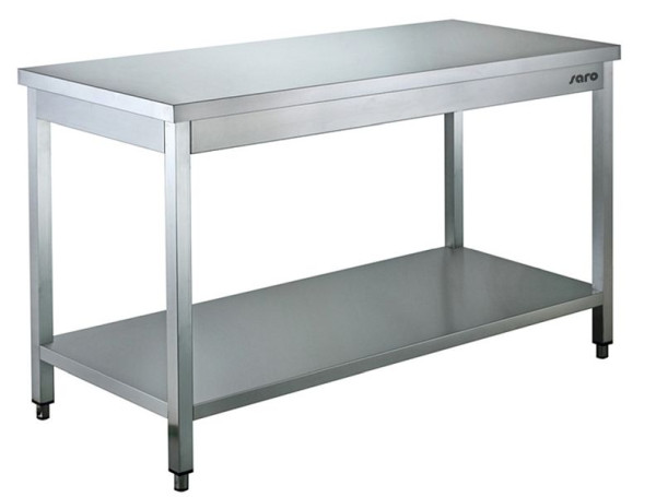 Table Saro en acier inoxydable démontable, avec plateau inférieur - profondeur 600 mm, 1000 mm, 456-6000