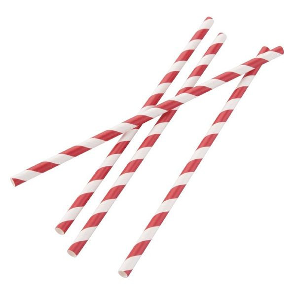 Fiesta Compostable Pailles en papier compostables emballées individuellement 21 cm Rouge-Blanc (Lot de 250), FP442