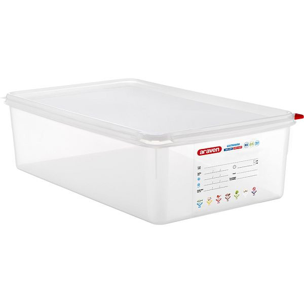 Bac Gastronorm Araven avec couvercle, polypropylène, GN 1/1 (150 mm), GN1611150