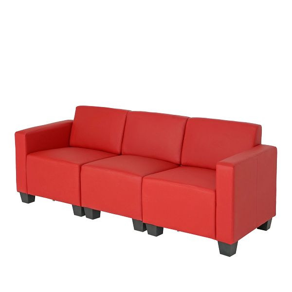 Mendler Canapé modulaire 3 places Couch Lyon, similicuir, rouge, 21691+21695+21698
