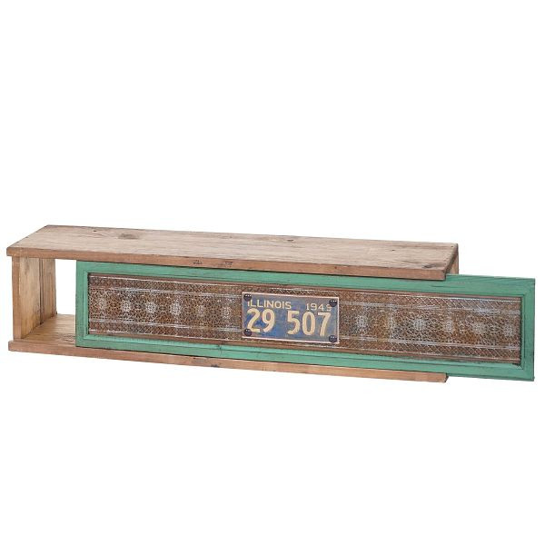 Étagère murale Mendler HWC-A43, étagère suspendue, patchwork vintage massif en bois de sapin 65x16x13cm, 57076