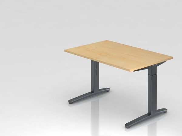 Bureau Hammerbacher piètement C 120x80cm érable/graphite, forme rectangulaire, VXB12/3/GG