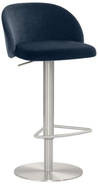 Mayer Sitzmöbel , structure en chrome brossé, aspect acier inoxydable, assise/dossier rembourrés, bleu foncé, 1216_04_30602