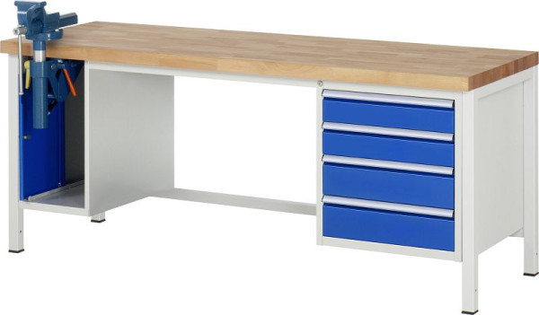 Etabli RAU série 8000 - modèle 8185, L2000 x P700 x H840-1040 mm, base système L1995 x P650 x H800-1000 mm, 03-8185A1-207B4H.11