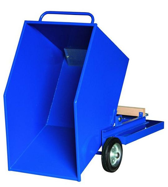 Chariot à caisse en tôle KLW, avec conteneur basculant entièrement soudé, y compris passe-fourches, robinet de vidange, tamis en tôle perforée et dispositif de verrouillage, 8615-6050-270L