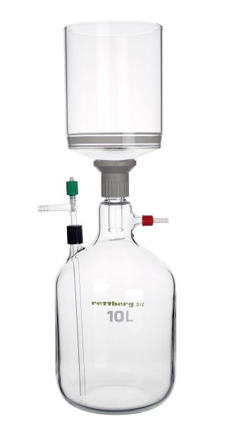 Bouteille de filtration Rettberg, 10000 ml, GL 45, tuyau d'aspiration, sans filtre d'aspiration, 107000375