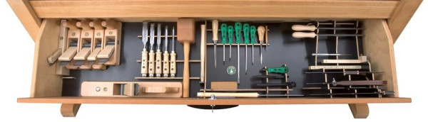 Jeu d'outils Ulmia 306, avec support, pour benne basculante d'établi, sans benne basculante, version 2018, 196.329