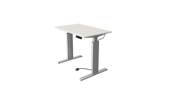 Kerkmann Move 3 table assis/debout argent, L 1000 x P 600 mm, réglable en hauteur électriquement de 720 à 1200 mm, blanc, 10231010