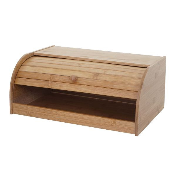 Boîte à pain Mendler HWC-B80, boîte à pain boîte à pain corbeille à pain stockage du pain, couvercle enroulable en bambou, 17x40x28cm, sans tiroir, 60728