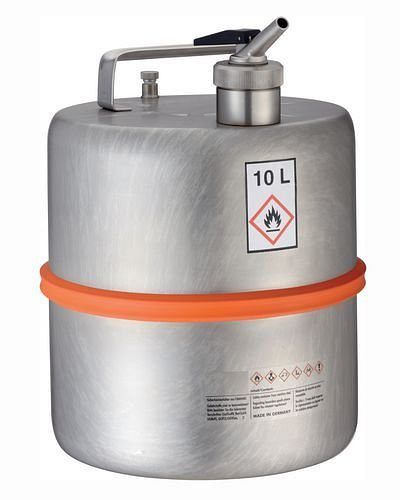 Bocal de sécurité DENIOS, en acier inoxydable, avec robinet doseur, volume de 10 litres, 117-219