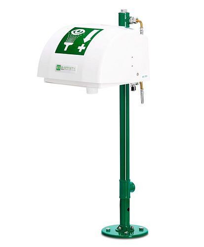Douche oculaire B-SAFETY avec bac collecteur et couvercle, colonne montante verte, montage au sol, BR 852085, DVGW, 305254