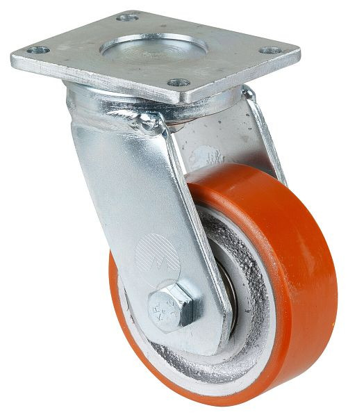 Roues BS Roulette robuste, largeur de roue 38 mm, roue Ø 100 mm, capacité de charge 295 kg, bande de roulement polyuréthane coulé 95 Shore A, roue coulée, roulements à billes, RR100.C10.100