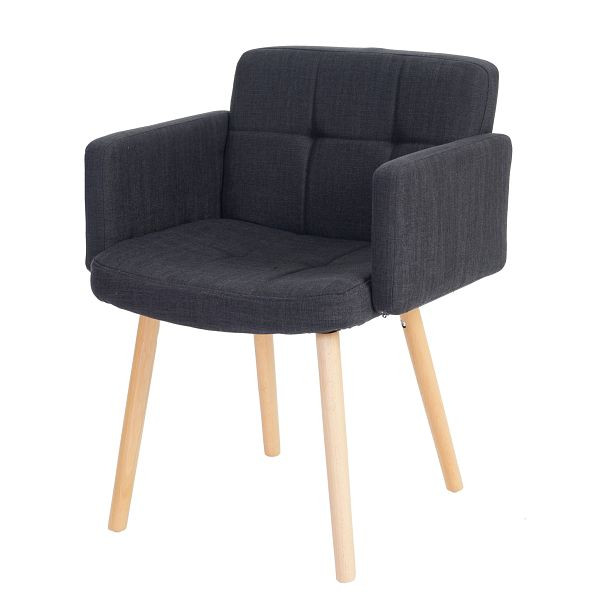 Chaise de salle à manger Mendler Orlando II, chaise de cuisine, design rétro, textile, gris foncé, 49609