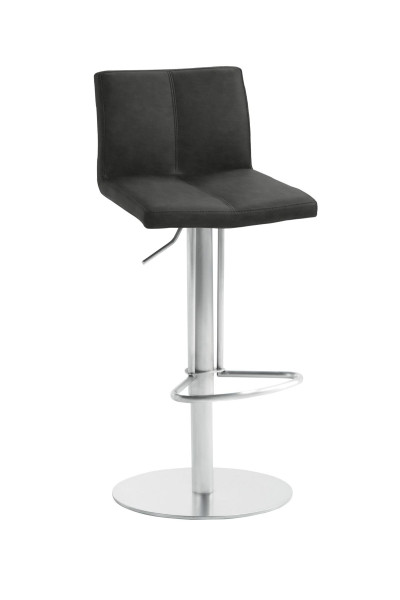 Mayer Sitzmöbel , structure en acier inoxydable, coque d'assise rembourrée avec surpiqûres, simili cuir, gris noir, 1242_04_26477