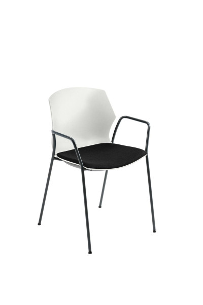 Chaise empilable Mayer Sitzmöbel , structure à 4 pieds anthracite, coque en plastique blanc de haute qualité, hauteur d'assise 48 cm, accoudoirs fixes inclus, 2511_17_02_A_26397
