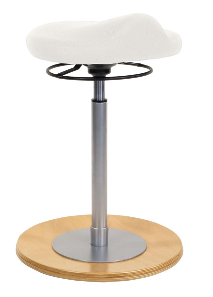 Tabouret Mayer Sitzmöbel avec assise confort de forme ergonomique, plaque de base en hêtre naturel, hauteur d'assise 54 - 80 cm, blanc polaire, 1101_N_30582