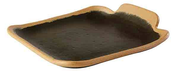 Assiette APS -CROCKER-, 14 x 13 cm, hauteur : 2,5 cm, mélamine, marron, avec bord marron clair, 84568