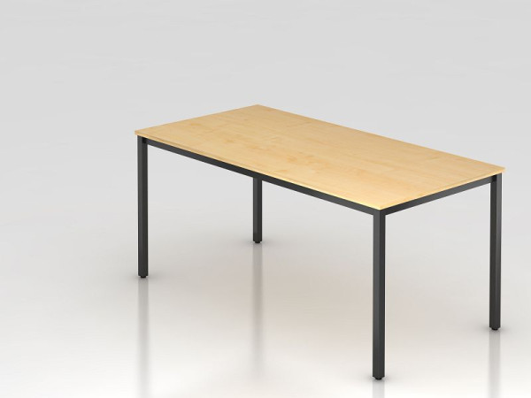 Table de réunion Hammerbacher 160x80cm érable/carré noir, forme rectangulaire, VDQ16/3/D