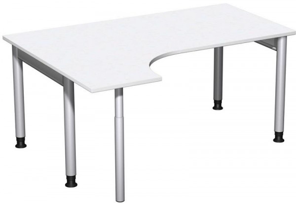 Bureau PC geramöbel gauche, réglable en hauteur, 1600x1200x680-820, blanc/argent, N-657308-WS