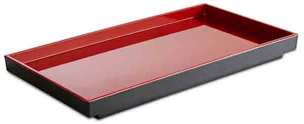 Plateau APS GN 1/3 -ASIA PLUS-, 32,5 x 17,6 cm, hauteur : 3 cm, mélamine, intérieur : rouge, brillant, extérieur : noir, mat, 15457